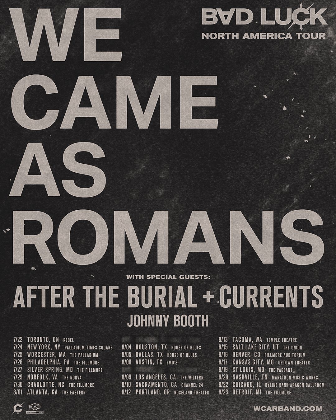 We Came As Romans Bad Luck Tour Poster 2025